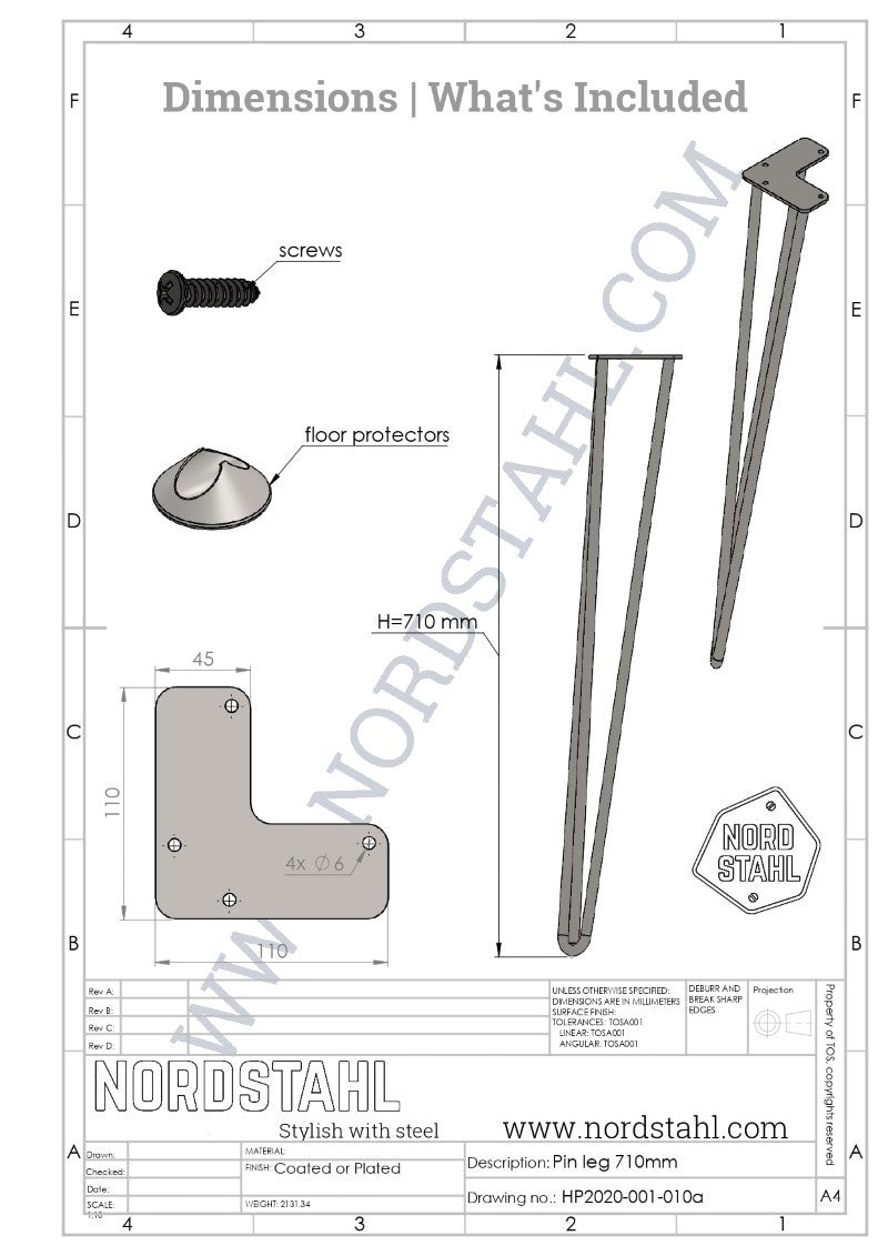 Hairpin tafelpoten | Wit
