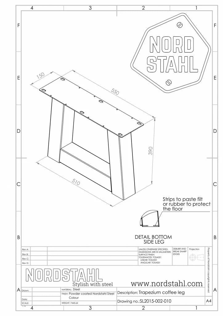 Nordstahl trapezium coffee leg