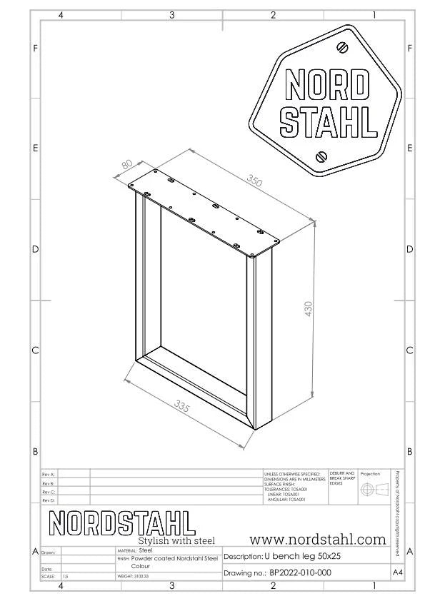 Nordstahl U bench leg