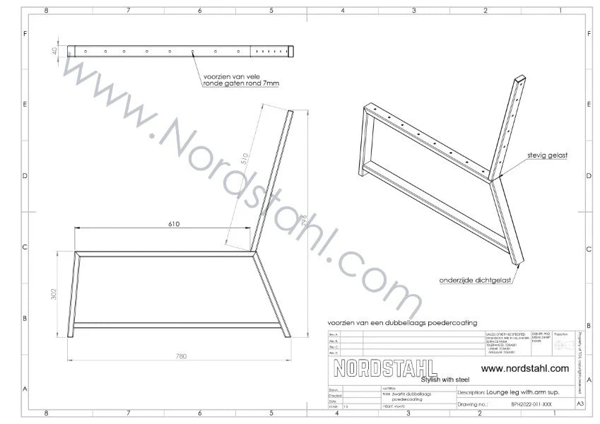 Lounge hoekbank frame zwart