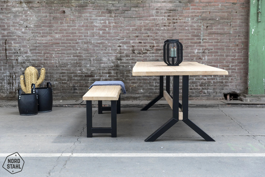 Industriele eettafel met Nordstahl Split leg tafelpoten